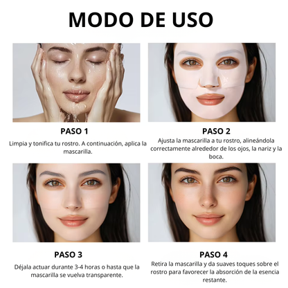 Mascarilla facial de biocolágeno hidratante y minimizadora de poros
