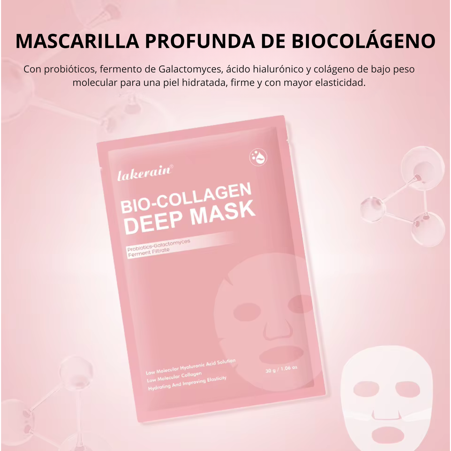Mascarilla facial de biocolágeno hidratante y minimizadora de poros